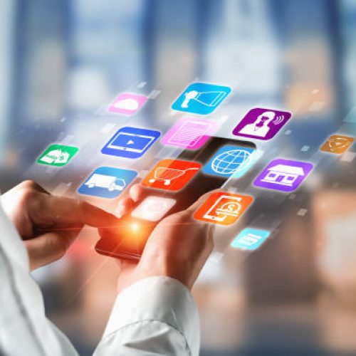 Omni channel technology of online retail business. Multichannel marketing on social media network platform offer service of internet payment channel, online retail shopping and omni digital app.